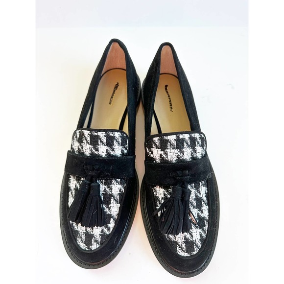 Ann Taylor Shoes - ANN TAYLOR Houndstooth Print Chunky Tassel Suede Loafers 7.5
